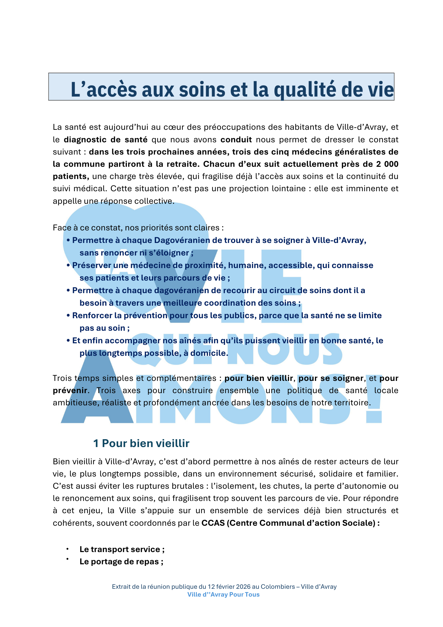 Focus Programme Ville d'Avray pour tous maire aline de marcillac