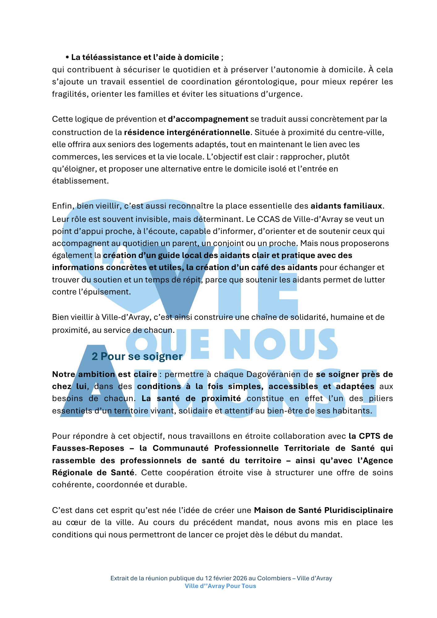 Focus Programme Ville d'Avray pour tous maire aline de marcillac