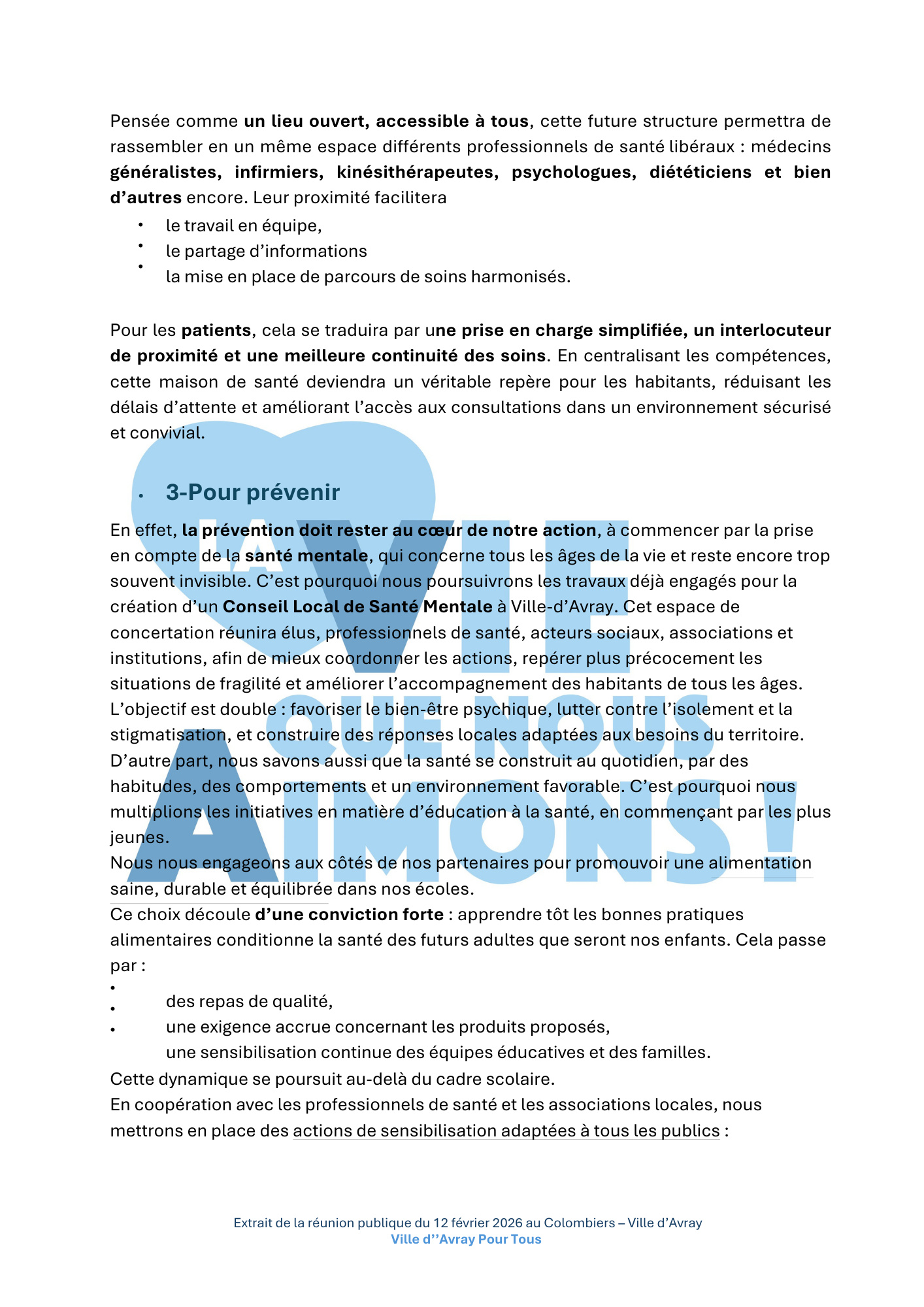 Focus Programme Ville d'Avray pour tous maire aline de marcillac