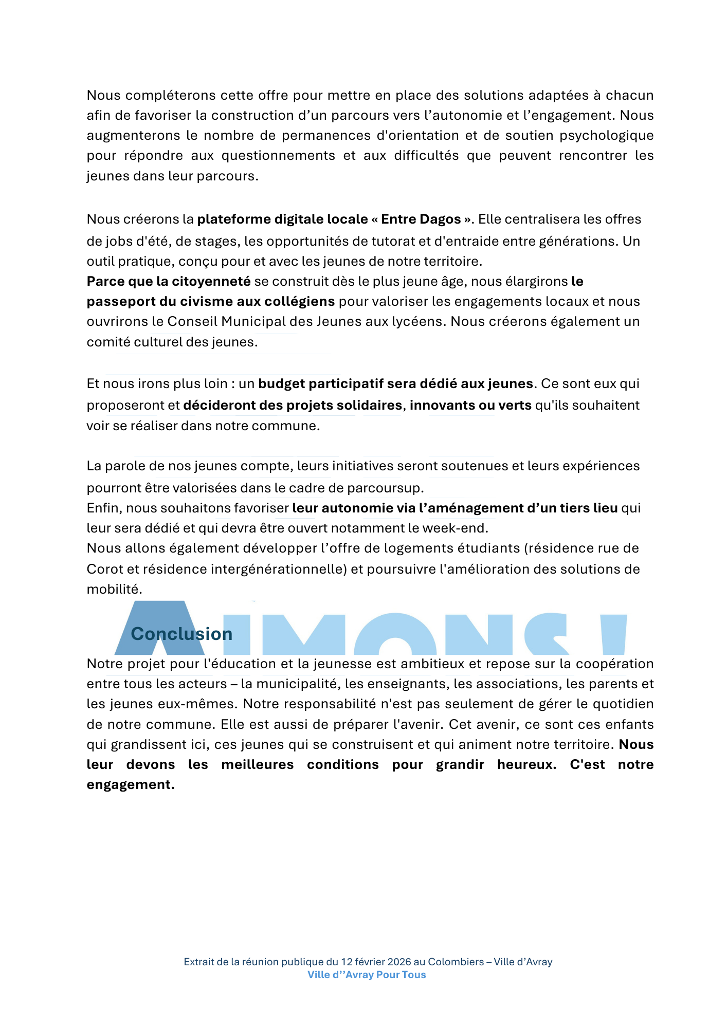 Focus Programme Ville d'Avray pour tous maire aline de marcillac