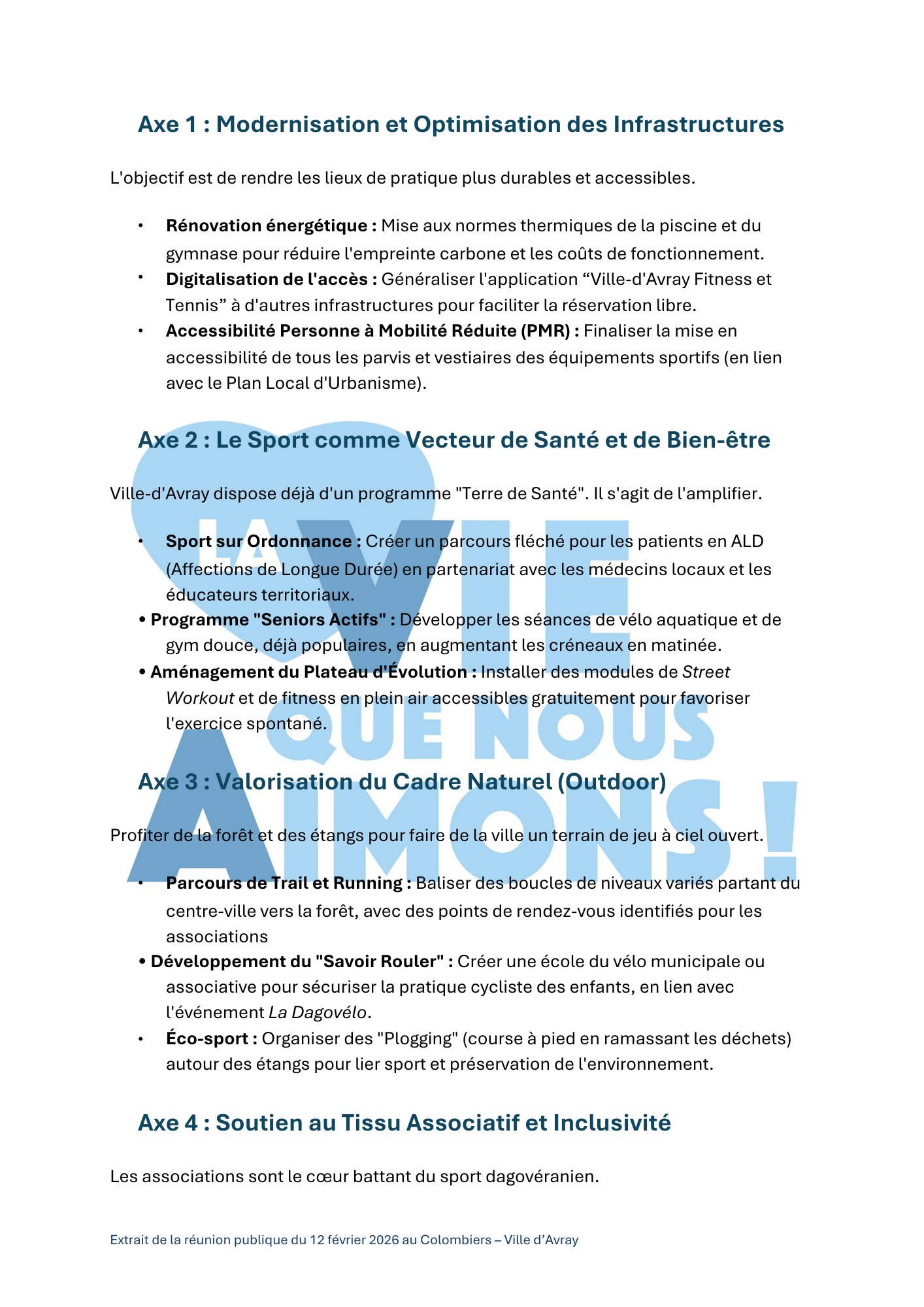 Focus Programme Ville d'Avray pour tous maire aline de marcillac