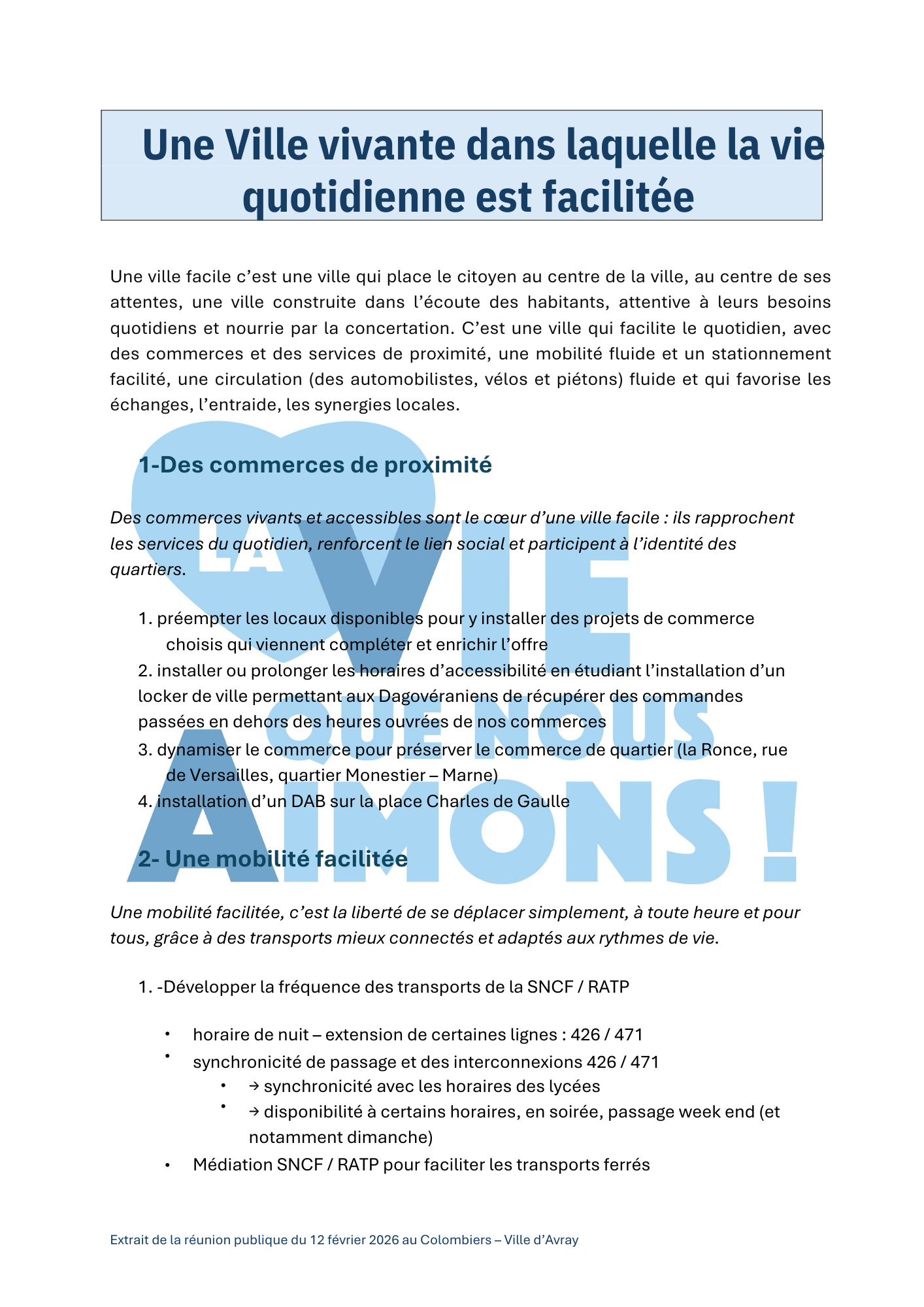 Focus Programme Ville d'Avray pour tous maire aline de marcillac