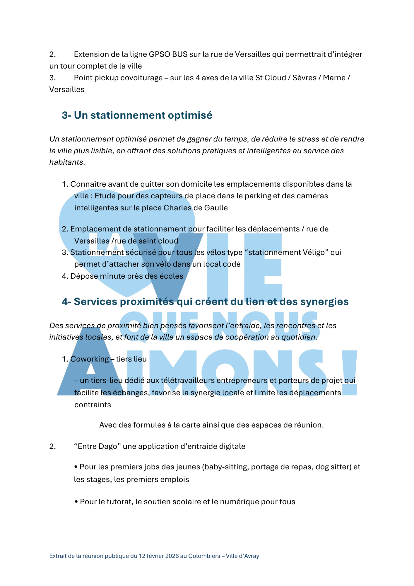 Focus Programme Ville d'Avray pour tous maire aline de marcillac